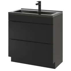 GoodHome Plan vasque noir Nira 80 cm