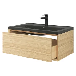 GoodHome Plan vasque noir Nira 80 cm