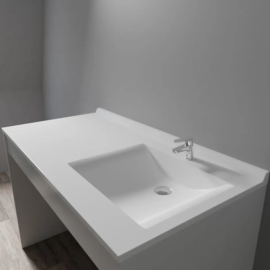 Cuisibane Plan vasque RESIPLAN - 124 cm avec vasque déportée à droite