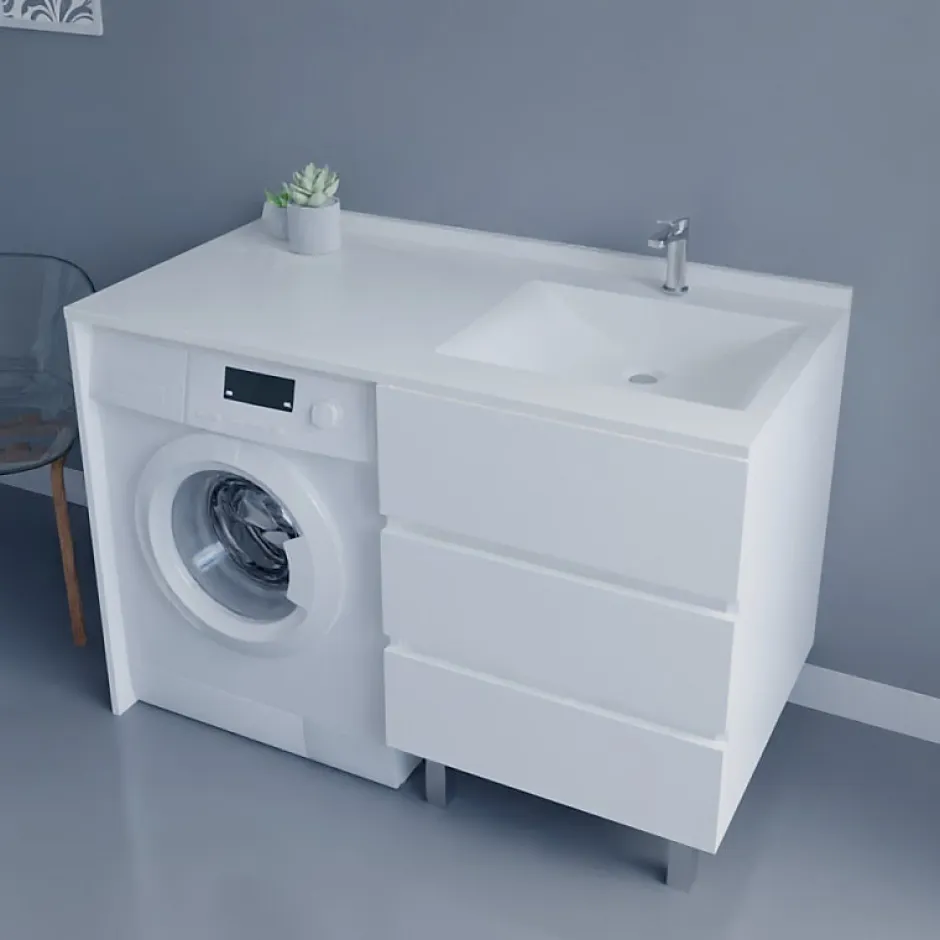 Cuisibane Plan vasque RESIPLAN - 124 cm avec vasque déportée à droite