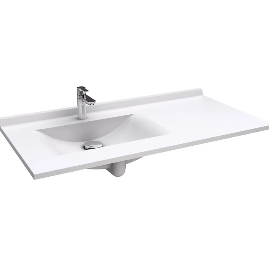 Cuisibane Plan vasque RESIPLAN - 124 cm avec vasque déportée à gauche* Plan Simple Vasque