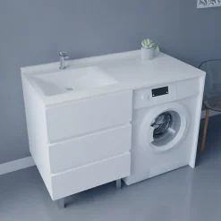 Cuisibane Plan vasque RESIPLAN - 124 cm avec vasque déportée à gauche* Plan Simple Vasque