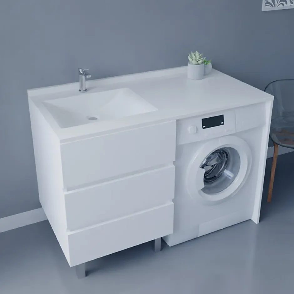 Cuisibane Plan vasque RESIPLAN - 124 cm avec vasque déportée à gauche* Plan Simple Vasque