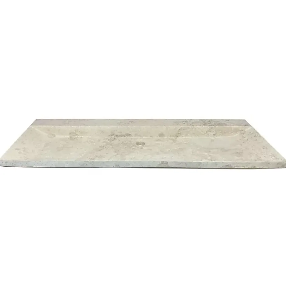 C-Negoce Plan vasque simple beige en travertin Provence - 120 x 45 x 10 cm -* Plan Simple Vasque