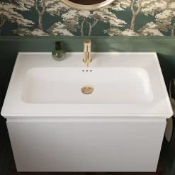 GoodHome Plan vasque simple blanc en céramique l.80 cm, Endell