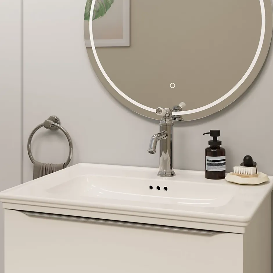 GoodHome Plan vasque simple blanc en céramique l.60 cm, Endell* Plan Simple Vasque