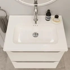GoodHome Plan vasque simple blanc en céramique l.60 cm, Endell* Plan Simple Vasque