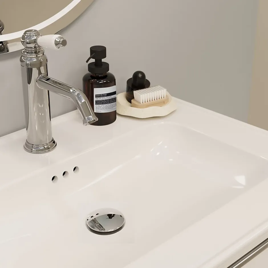 GoodHome Plan vasque simple blanc en céramique l.60 cm, Endell* Plan Simple Vasque