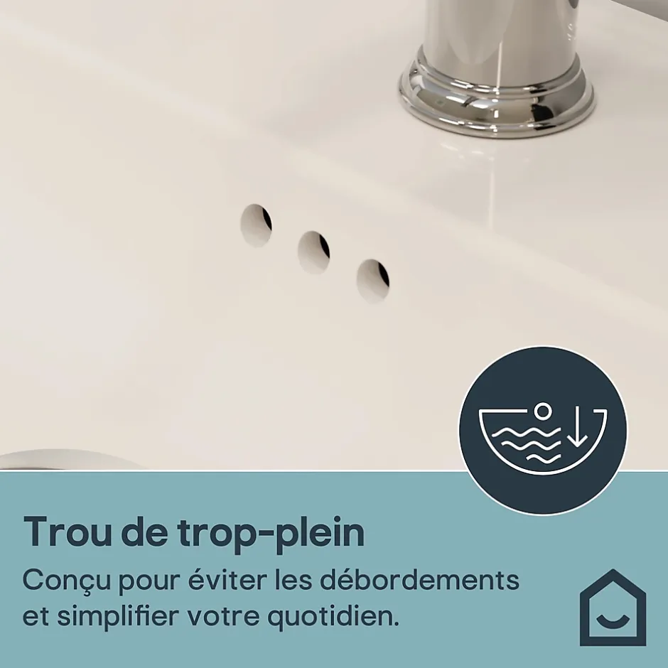 GoodHome Plan vasque simple blanc en céramique l.60 cm, Endell* Plan Simple Vasque