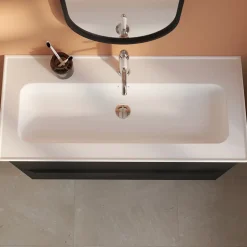 GoodHome Plan vasque simple blanc en céramique l.100 cm, Endell