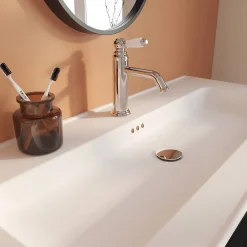 GoodHome Plan vasque simple blanc en céramique l.100 cm, Endell