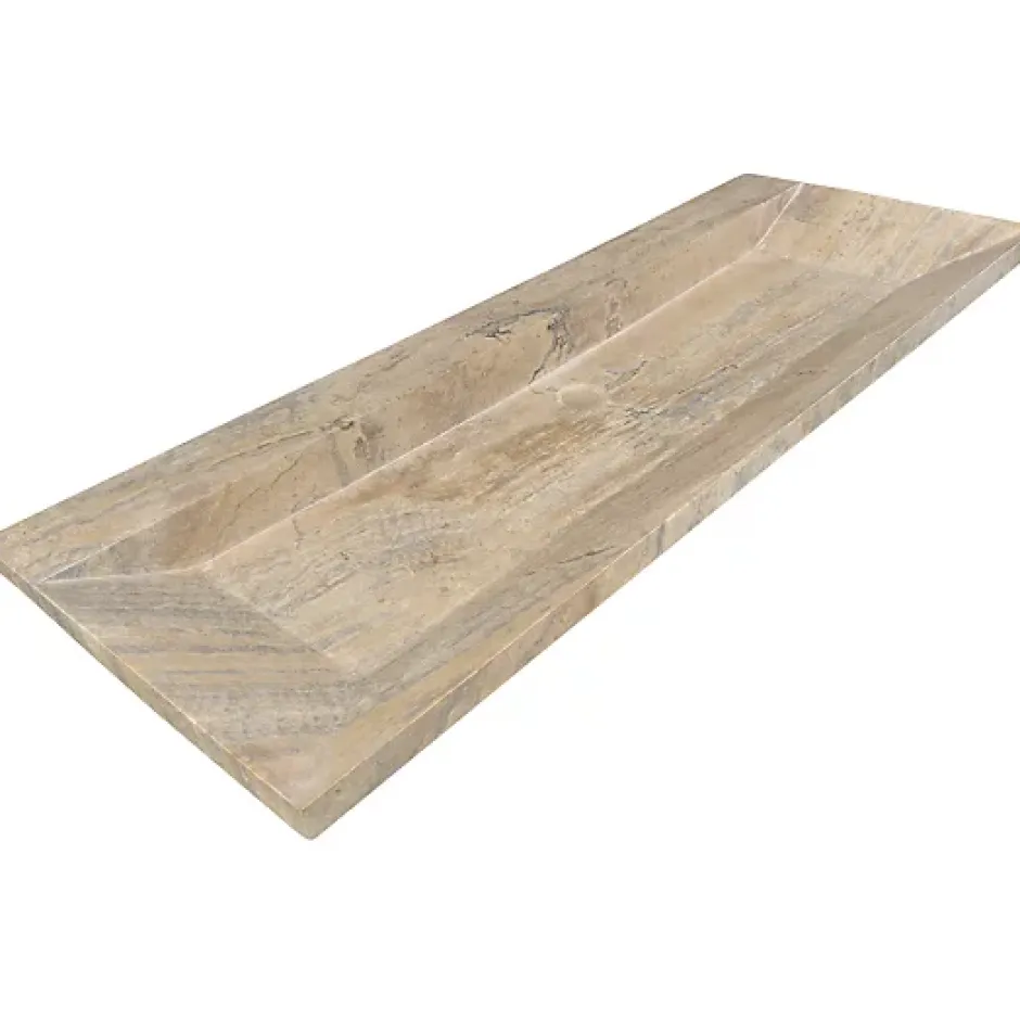 C-Negoce Plan vasque simple en travertin Scabas Provence - 120 x 45 x 10 cm -* Plan Simple Vasque