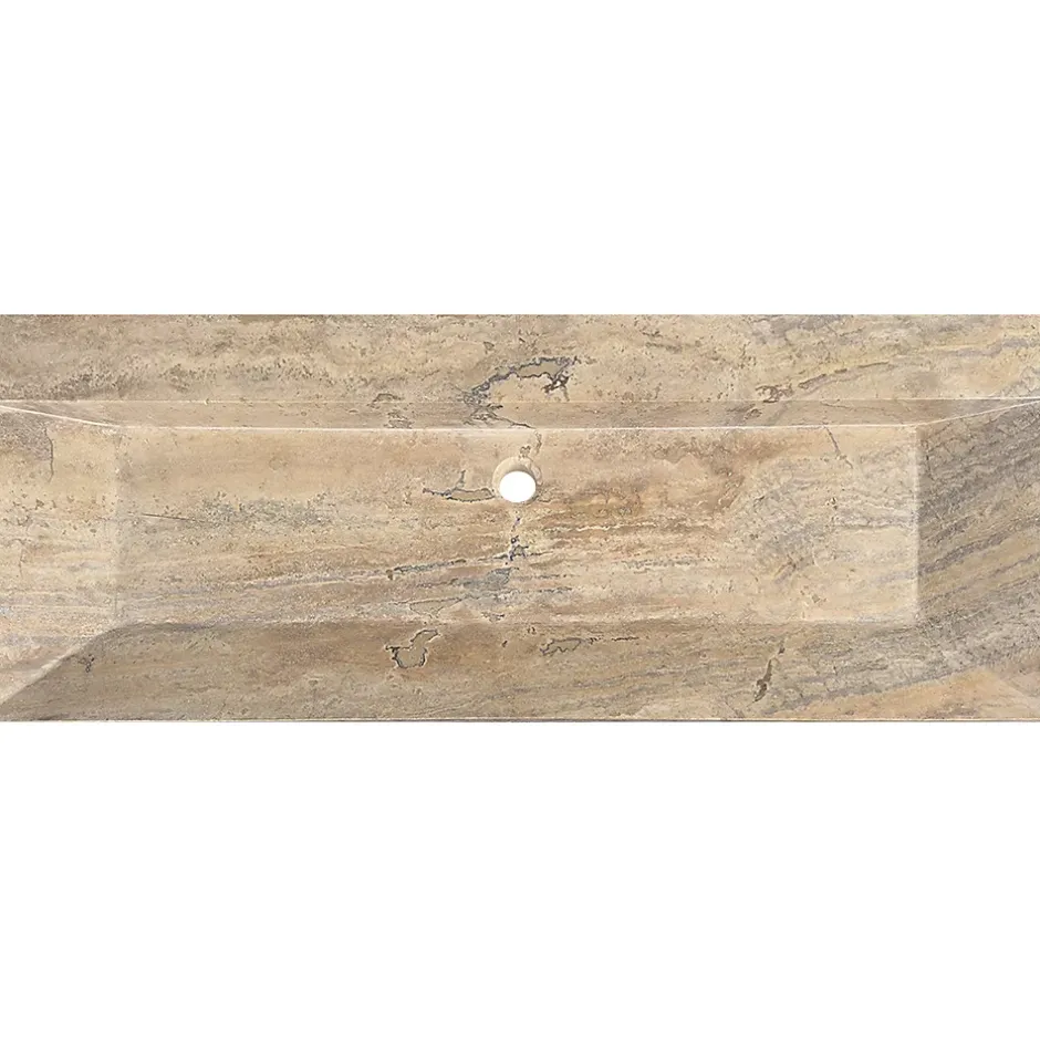 C-Negoce Plan vasque simple en travertin Scabas Provence - 120 x 45 x 10 cm -* Plan Simple Vasque