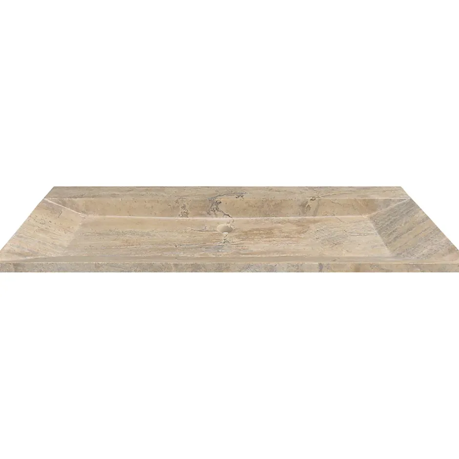 C-Negoce Plan vasque simple marron en travertin Provence - 120 x 45 x 10 cm -* Plan Simple Vasque