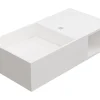 Vente-unique Plan vasque suspendu en solid surface avec niche - Blanc - L80 x l40 x H20 cm - GOYOKO