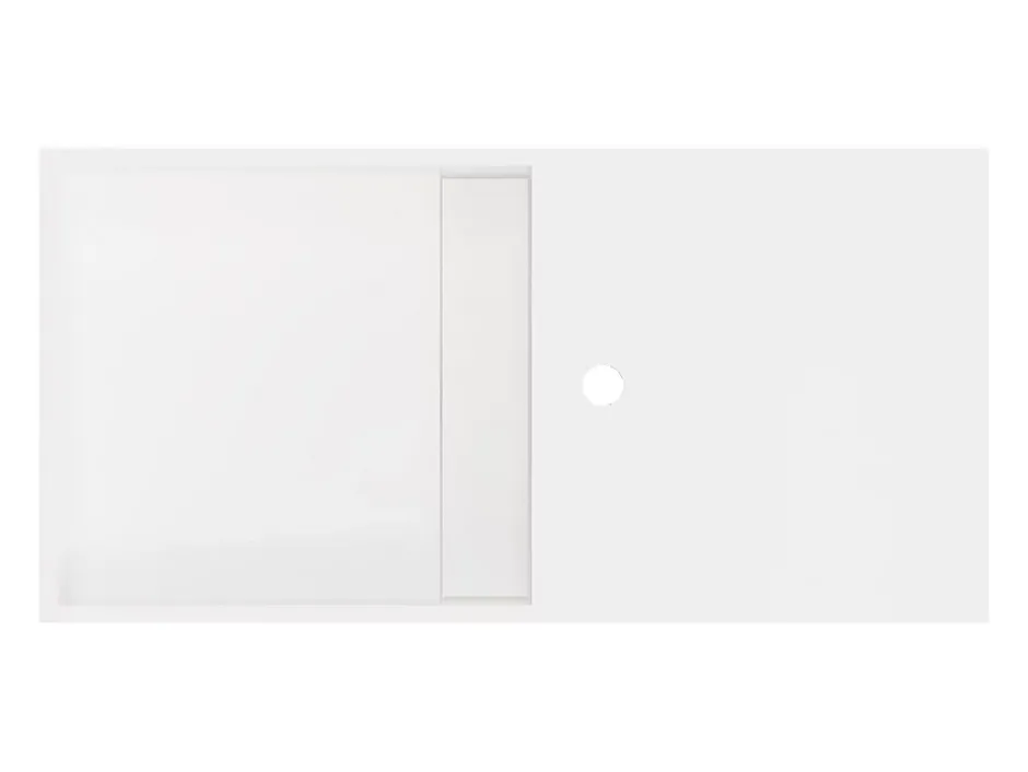 Vente-unique Plan vasque suspendu en solid surface avec niche - Blanc - L80 x l40 x H20 cm - GOYOKO