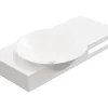 Vente-unique Plan vasque suspendu en solid surface avec porte serviettes - Blanc - L100 x l54 x H20 cm - YUMIKO* Plan Simple Vasque
