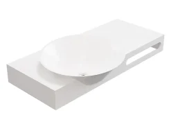 Vente-unique Plan vasque suspendu en solid surface avec porte serviettes - Blanc - L100 x l54 x H20 cm - YUMIKO* Plan Simple Vasque