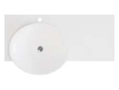 Vente-unique Plan vasque suspendu en solid surface avec porte serviettes - Blanc - L100 x l54 x H20 cm - YUMIKO* Plan Simple Vasque