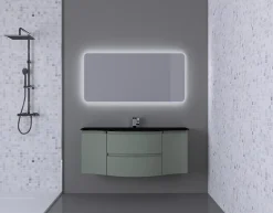 Plan vasque verre noir mat version centre l.138 cm, Vague