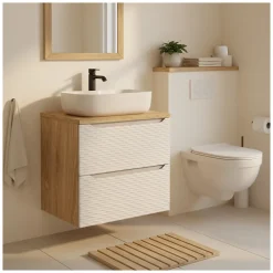 Meublorama Plan vasque YOKA Finition chene clair, 60 cm