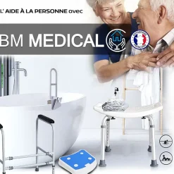 Bm Medical     Planche de bain Bm Médical PB-10-B - réglable en largeur avec poignée intégrée, aide à se baigner en toute autonomie* Siège De Douche