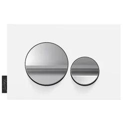 Jacob Delafon Plaque de commande , double touches rondes Chrome brillant/Blanc mat