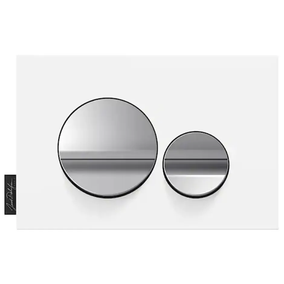 Jacob Delafon Plaque de commande , double touches rondes Chrome brillant/Blanc mat