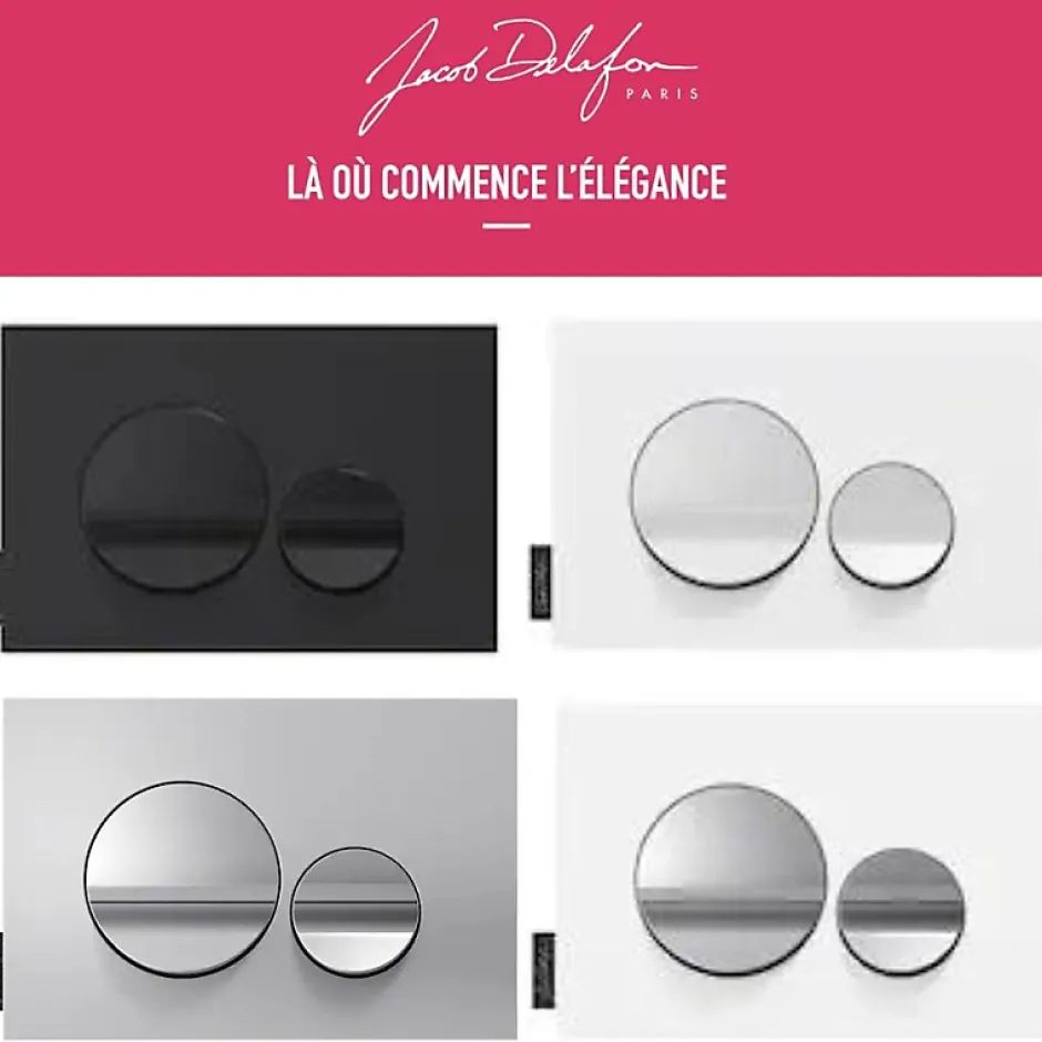 Jacob Delafon Plaque de commande , double touches rondes Chrome brillant/Blanc mat
