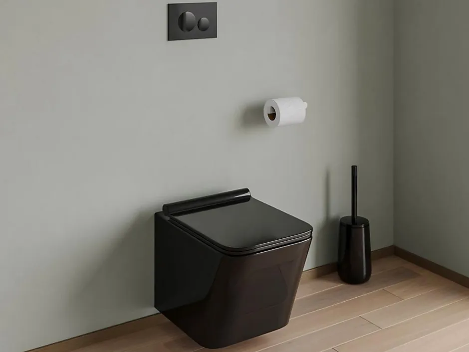 Vente-unique Plaque de commande pour WC avec double touche - Noir - OPULUS