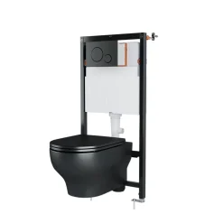 GoodHome Plaque de déclenchement WC double touche noir mat