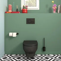 GoodHome Plaque de déclenchement WC double touche noir mat