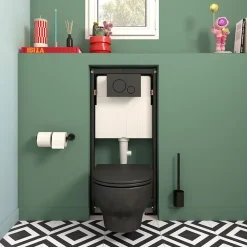 GoodHome Plaque de déclenchement WC double touche noir mat