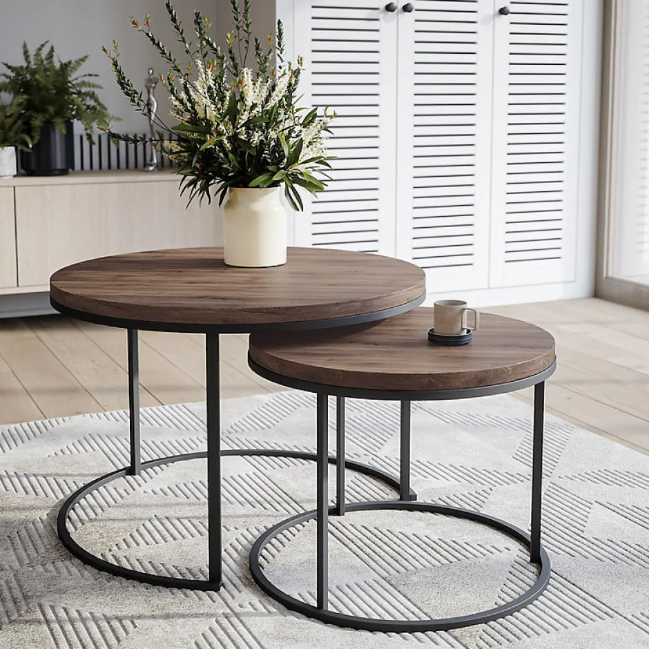 KOLM Plateau laminé chêne chocolat rond, diamètre 90 cm, pour bureau, table, table basse* Plan De Travail Buanderie