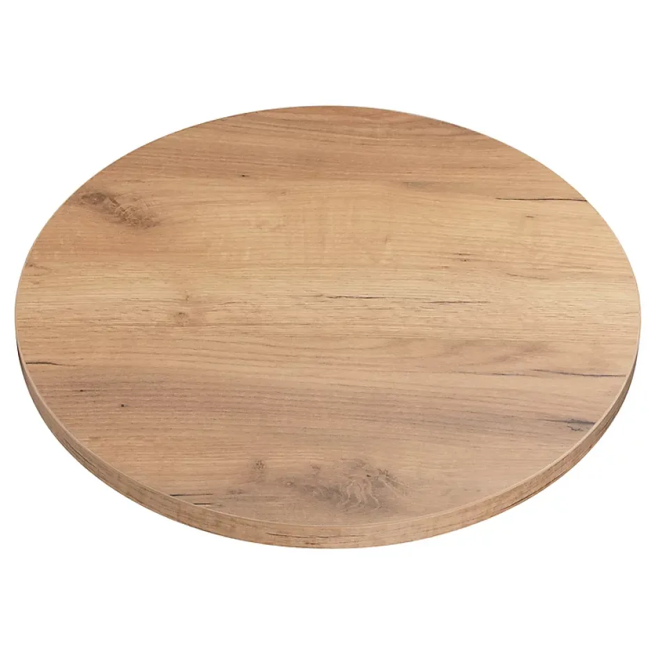 KOLM Plateau laminé chêne craft rond, diamètre 50 cm, pour bureau, table, table basse