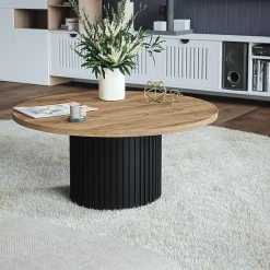 KOLM Plateau laminé chêne craft rond, diamètre 50 cm, pour bureau, table, table basse
