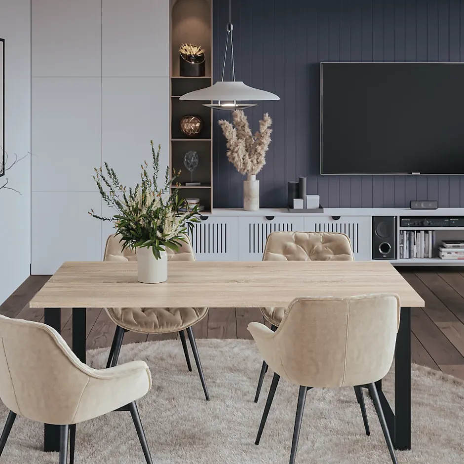 KOLM Plateau laminé chêne sonoma 138 x 68 cm pour bureau, table, table basse