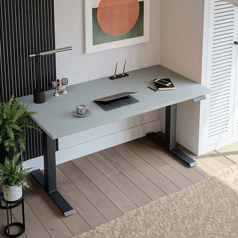 KOLM Plateau laminé gris 138 x 80 cm pour bureau, table, table basse