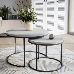 KOLM Plateau laminé gris rond, diamètre 50 cm, pour bureau, table, table basse