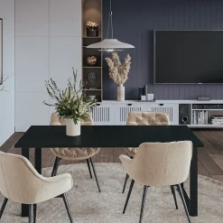 KOLM Plateau laminé noir 160 x 80 cm pour bureau, table, table basse
