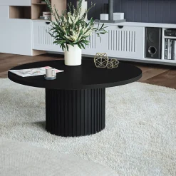 KOLM Plateau laminé noir rond, diamètre 90 cm, pour bureau, table, table basse* Plan De Travail Buanderie