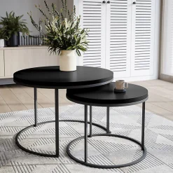 KOLM Plateau laminé noir rond, diamètre 90 cm, pour bureau, table, table basse* Plan De Travail Buanderie