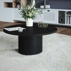 KOLM Plateau laminé noir rond, diamètre 50 cm, pour bureau, table, table basse