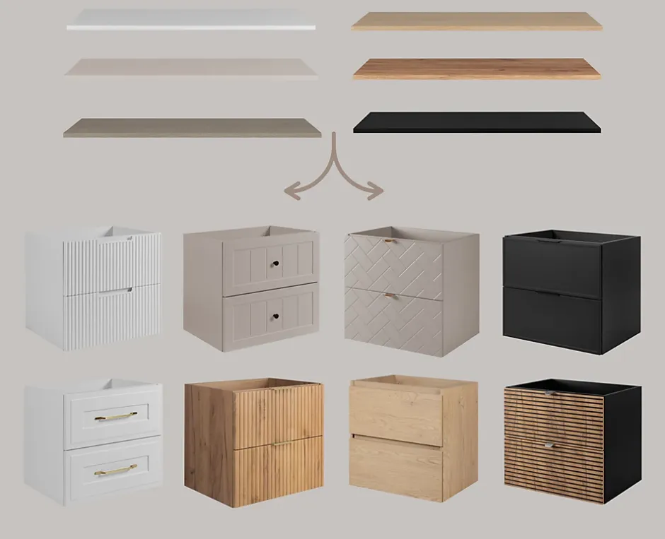 3xE Living Plateau pour armoire de salle de bain, couleur: Chêne Craft, dimensions: 80 x 45 x 1,6 cm* Plan De Travail Salle De Bains