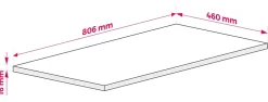 3xE Living Plateau pour armoire de salle de bain, couleur: Chêne Clair, dimensions: 80 x 45 x 1,6 cm