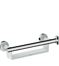 Hansgrohe Poignée d'appui avec tablette et support de douchette, blanc et chrome, Comfort Unica* Barre D'Appui