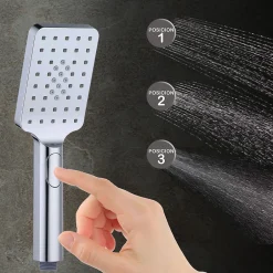 Kibath Poignée de douche 3 positions Maneral BER carrée finition chrome poli en ABS* Colonne De Douche Mécanique