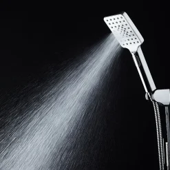 Kibath Poignée de douche 3 positions Maneral BER carrée finition chrome poli en ABS* Colonne De Douche Mécanique