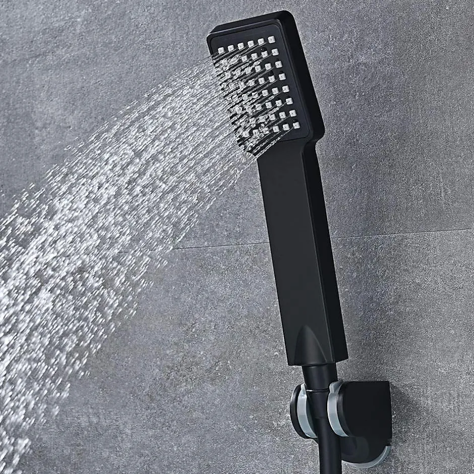 Kibath Poignée de douche carrée 1 position Maneral avec finition NOIR mat en ABS* Colonne De Douche Mécanique