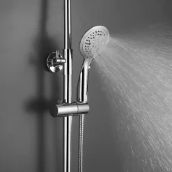 Kibath Poignée de douche manuelle 5 positions DUR ronde finition chrome brillant en ABS* Colonne De Douche Mécanique